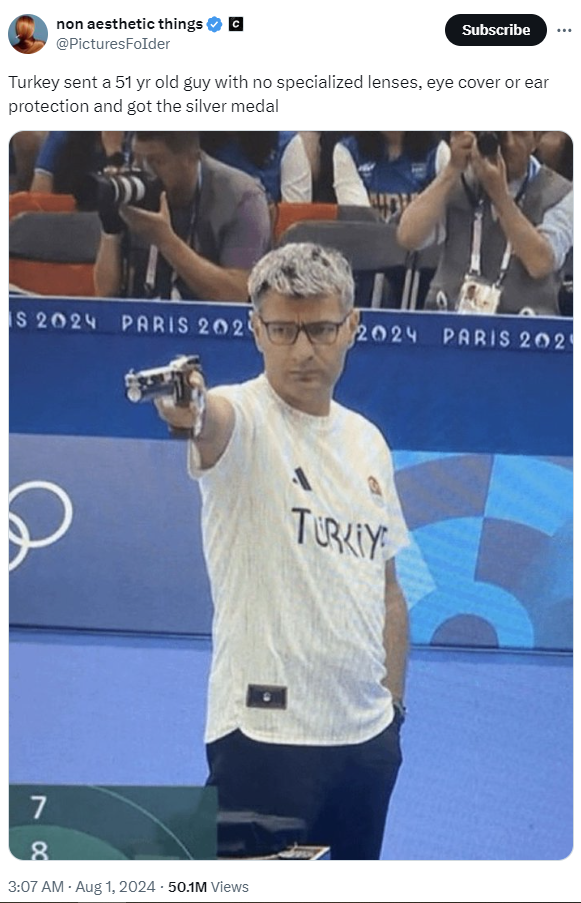 Phong cách thời trang cực dị của VDV - Thổ Nhĩ Kỳ giành HCB Olympic 5 Yusuf Dikeç diện vải thun đơn giản