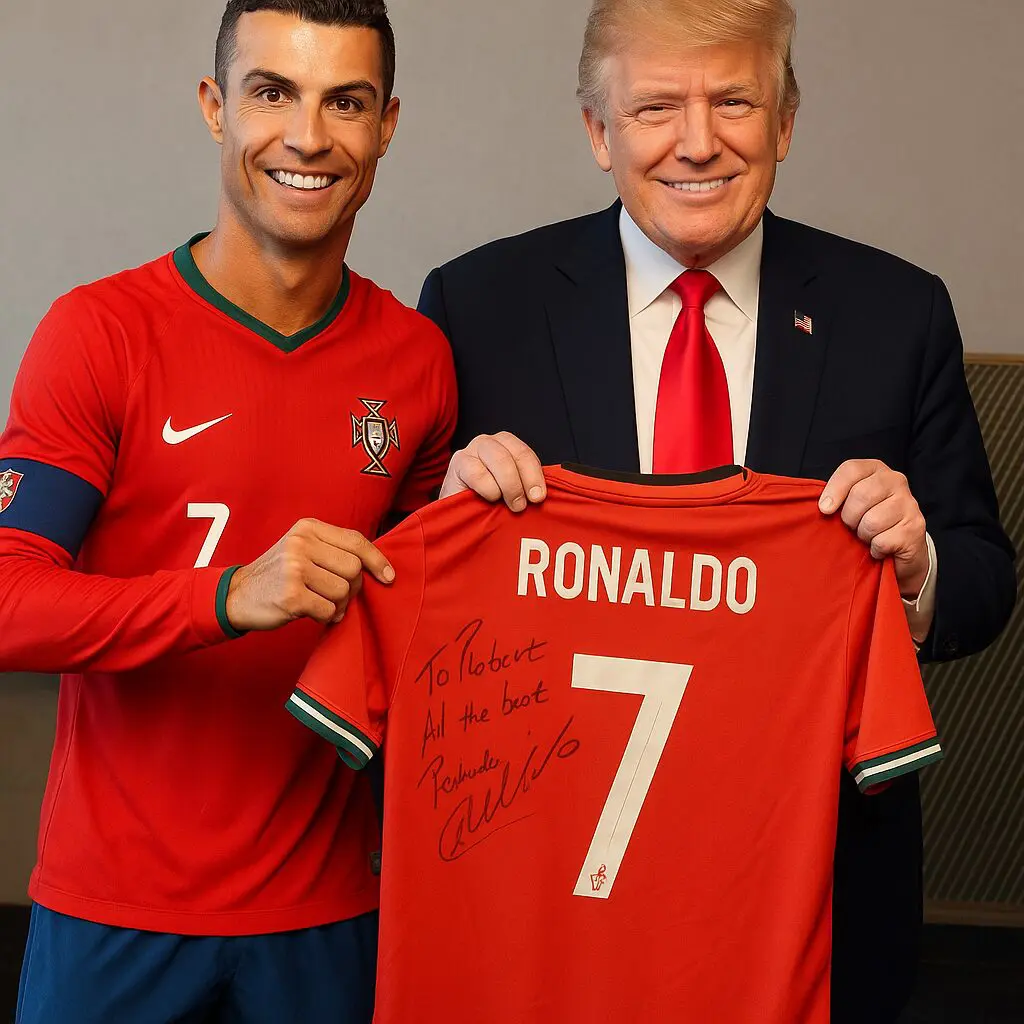 Cristiano Ronaldo tặng áo đấu kèm thông điệp hòa bình cho Tổng thống Mỹ Donald Trump 3 Cristiano Ronaldo tặng áo đấu kèm thông điệp hòa bình cho Tổng thống Mỹ Donald Trump – Vải Thun Phú Sang