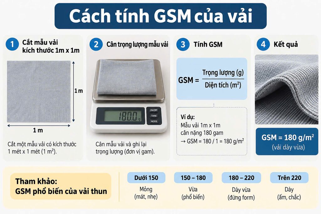 Cân định lượng GSM vải thun